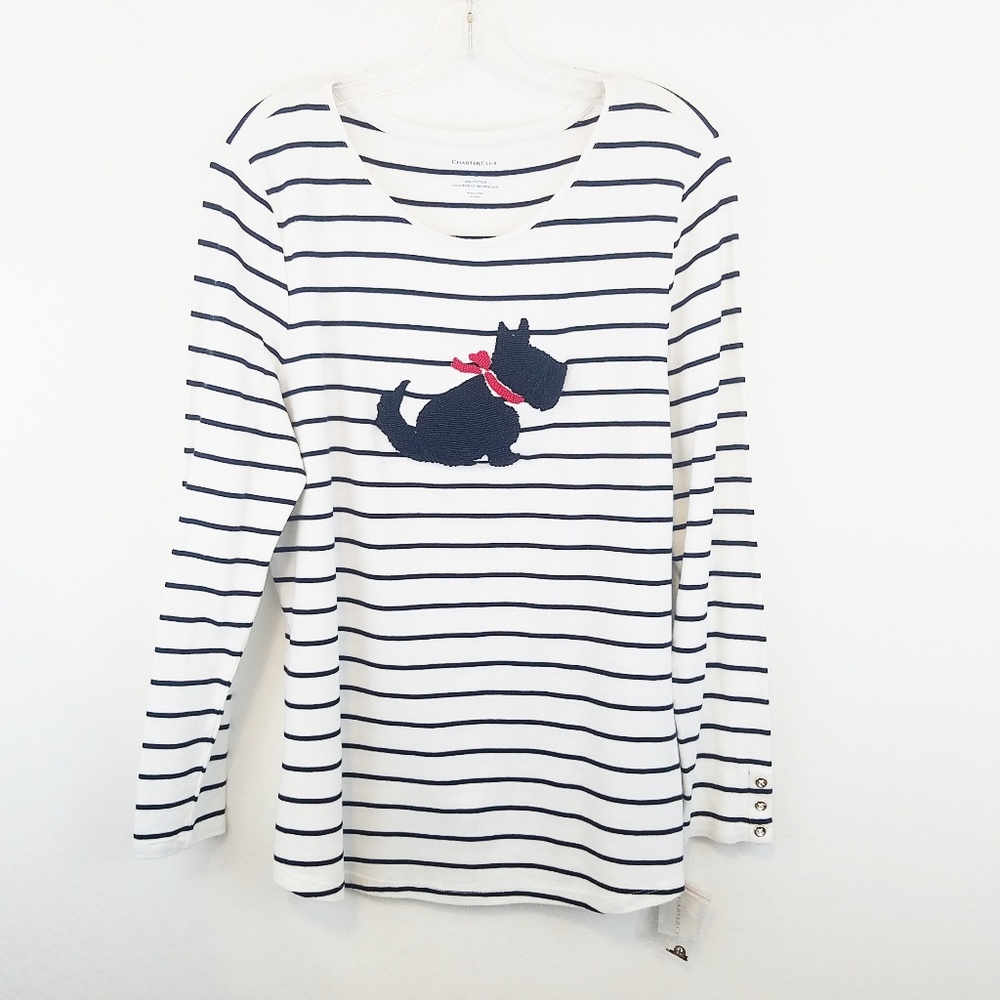 Charter Club Scottie Long Sleeve Tee XL New